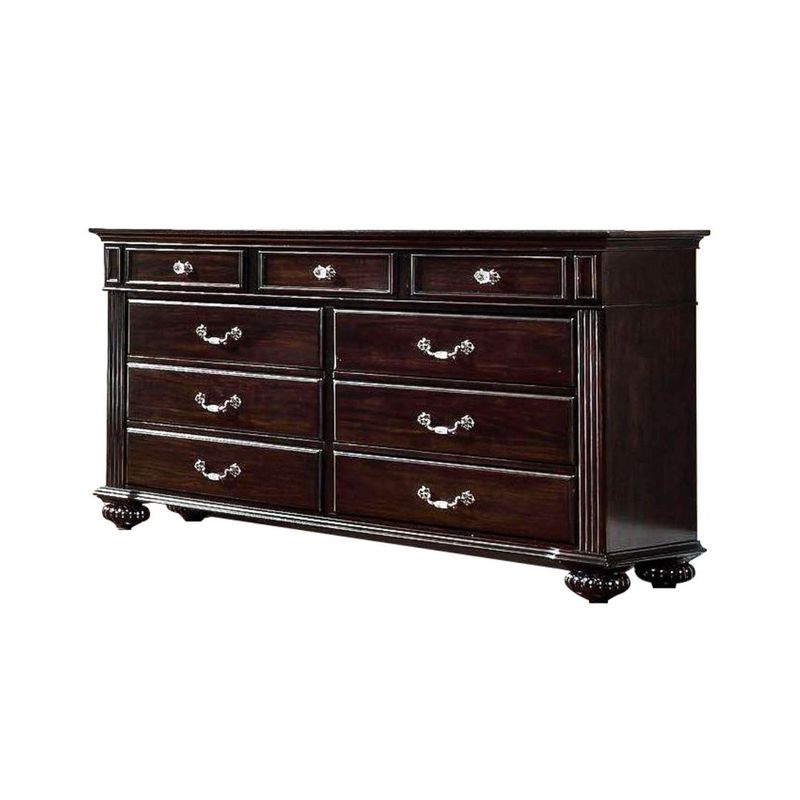 9 Drawers Wooden Dresser, Dark Walnut - Dark Walnut