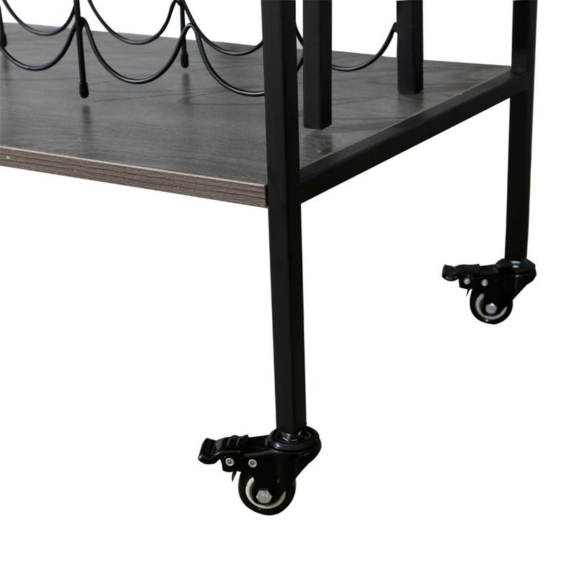 Kitchen Storage Munich Bar Cart with Wine Rack - Black