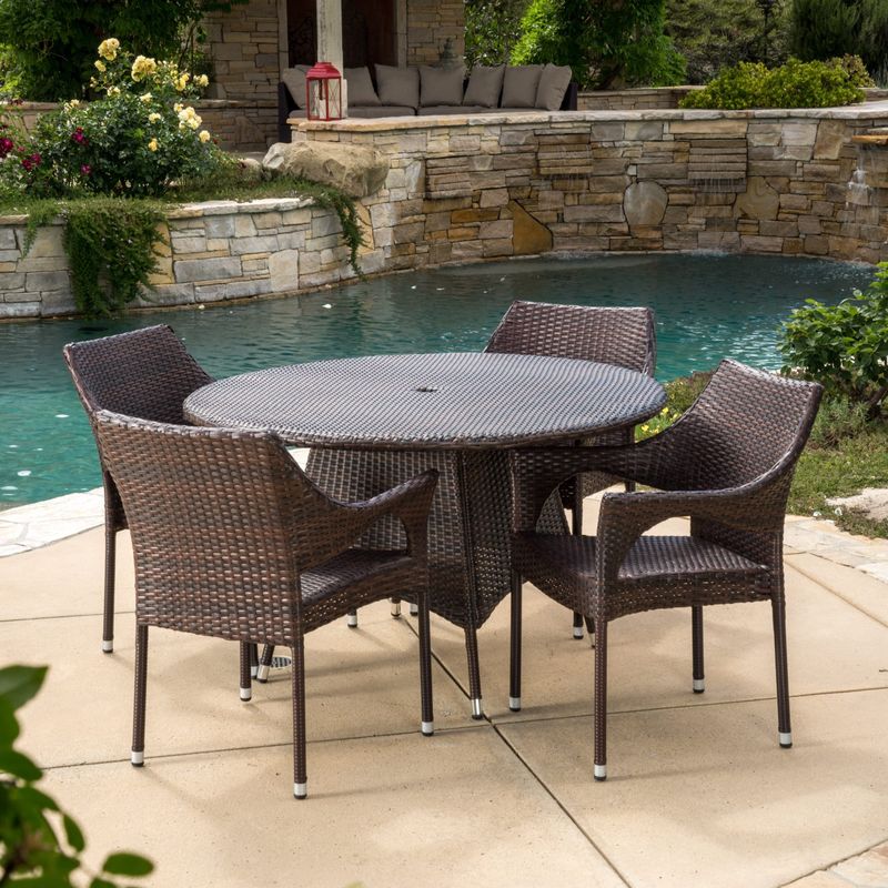 Armstrong Outdoor Multi-Brown 5-piece Dining Wicker Set by Christopher Knight Home - Multi-Brown