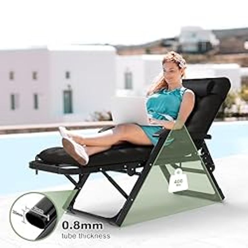 Slendor 3 in 1 Oversized Folding Camping Cot 26in, 6+10 Positions Adjustable Patio Chaise Lounge Chair L, Sleeping Cots for Adults,...