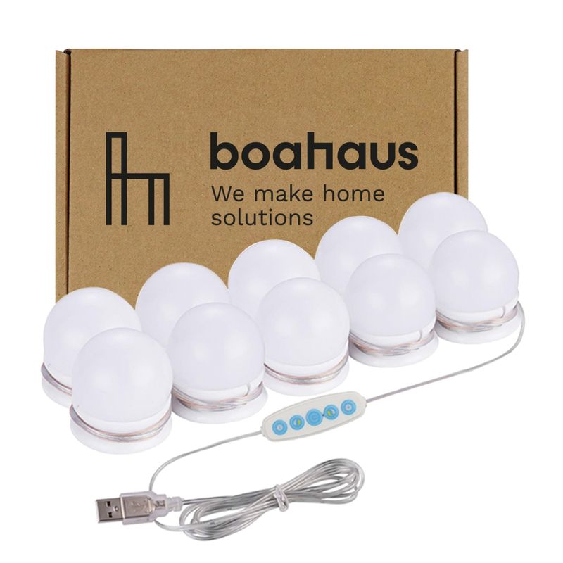 Boahaus Freya Dressing Table, Light Bulbs - White