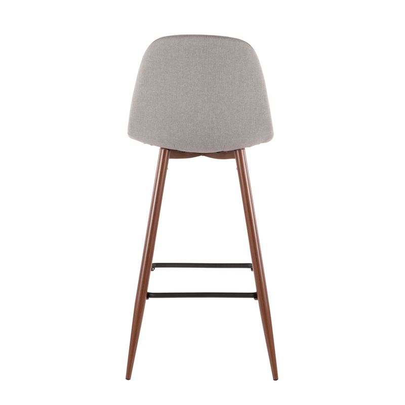 Pebble Mid-Century Bar Stool in Walnut Metal and Fabric - Set of 2 - Charcoal