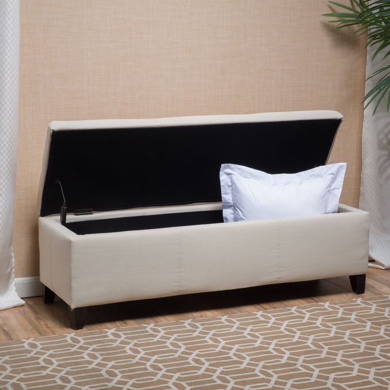 Lucinda Fabric Storage Ottoman Bench by Christopher Knight Home - Sand