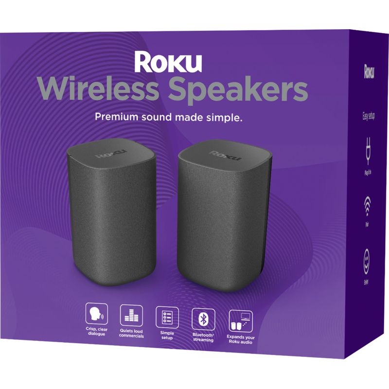 Alt View Zoom 14. Wireless Surround Speakers (Pair) for Roku TV, Roku Smart Soundbar, Roku Streambar or Streambar Pro - Black