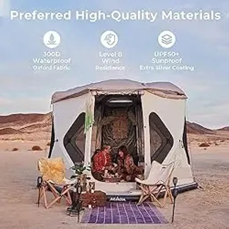 Space Acacia Tent XL, 4 to 6 Person Spacious Large Camping Tent with 2 Doors and 8 Windows, Waterproof Windproof Portable Easy Setup Hub Tent with Footprint for Family Camping, Hiking, Purple Agate