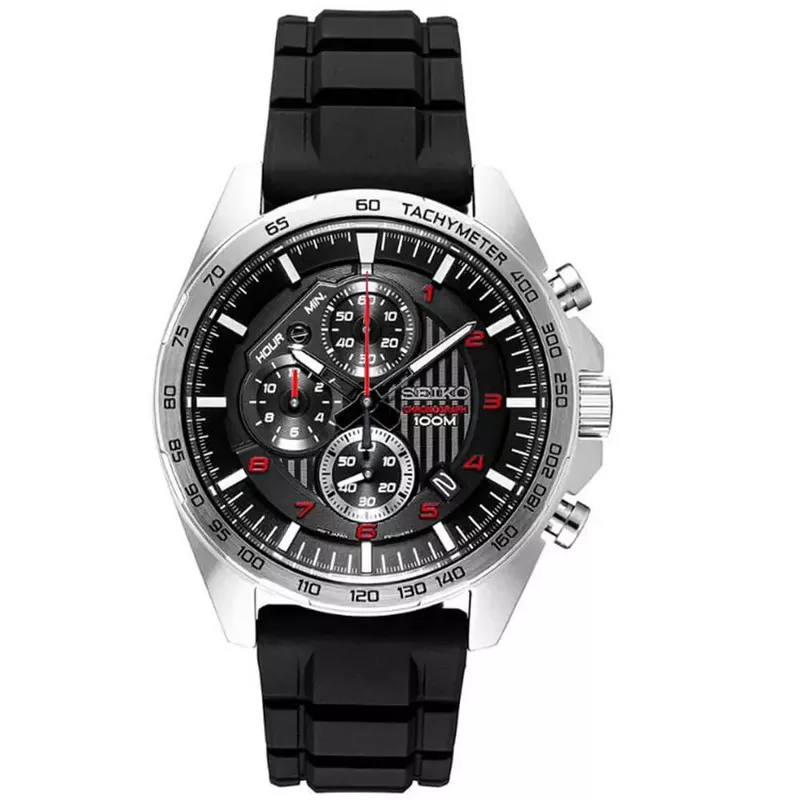 Seiko Mens SSB Essentials Series Chronograph Watch - Stainless Steel/Black Dial