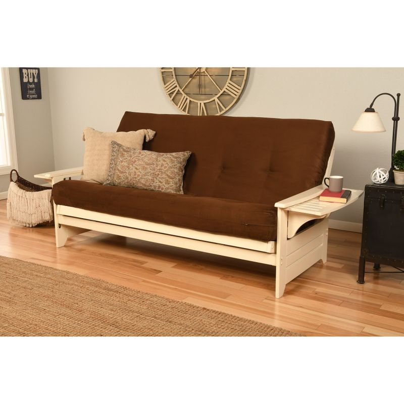 Copper Grove Dixie Futon Frame in Antique White Wood with Innerspring Mattress - Canadian Wildlife