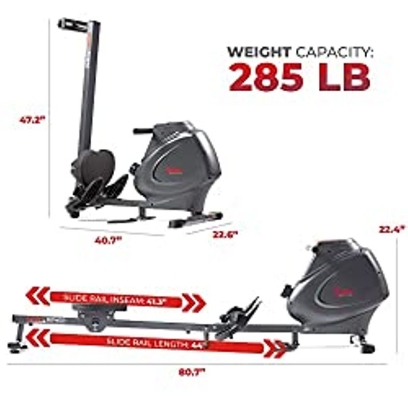 Sunny Health & Fitness Premium Magnetic Rowing Machine Interactive Rower with Optional Exclusive SunnyFit App and Smart Bluetooth...