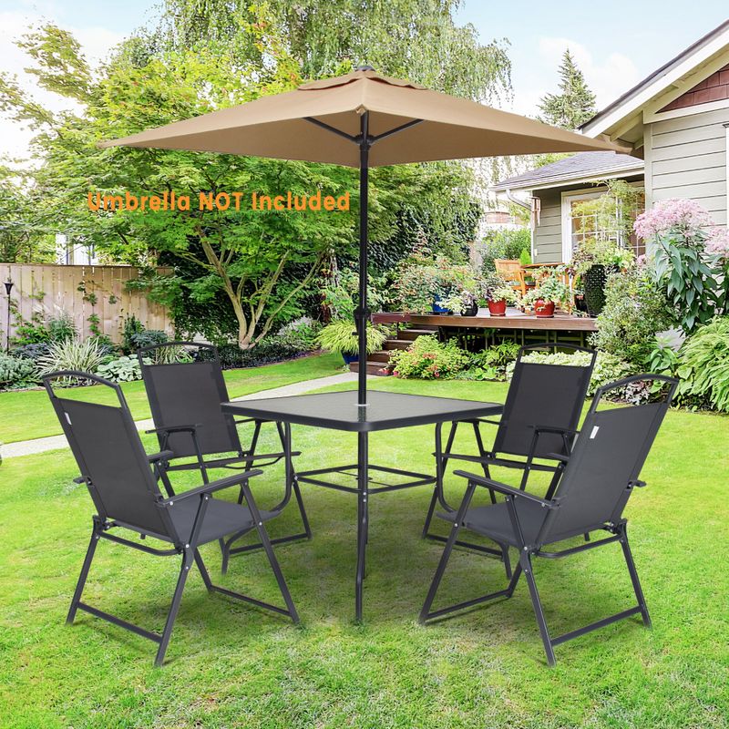 VredHom 5-Piece Patio Dining Set, 1 Table, 4 Folding Chairs - Grey - 5-Piece Sets