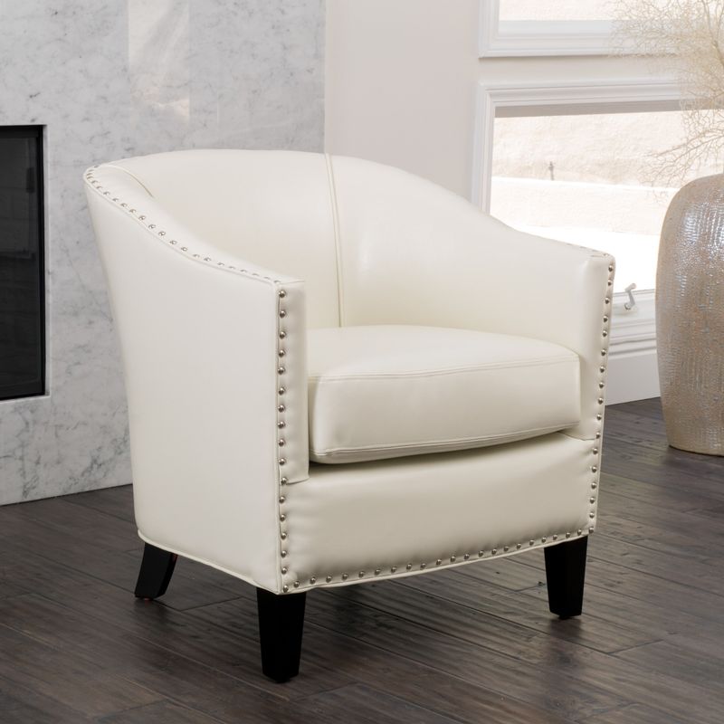 Austin Ivory Bonded Leather Club Chair by Christopher Knight Home - -