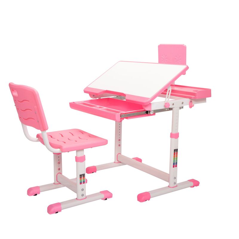 Children's Desk and Chair Set with Storage - Pink