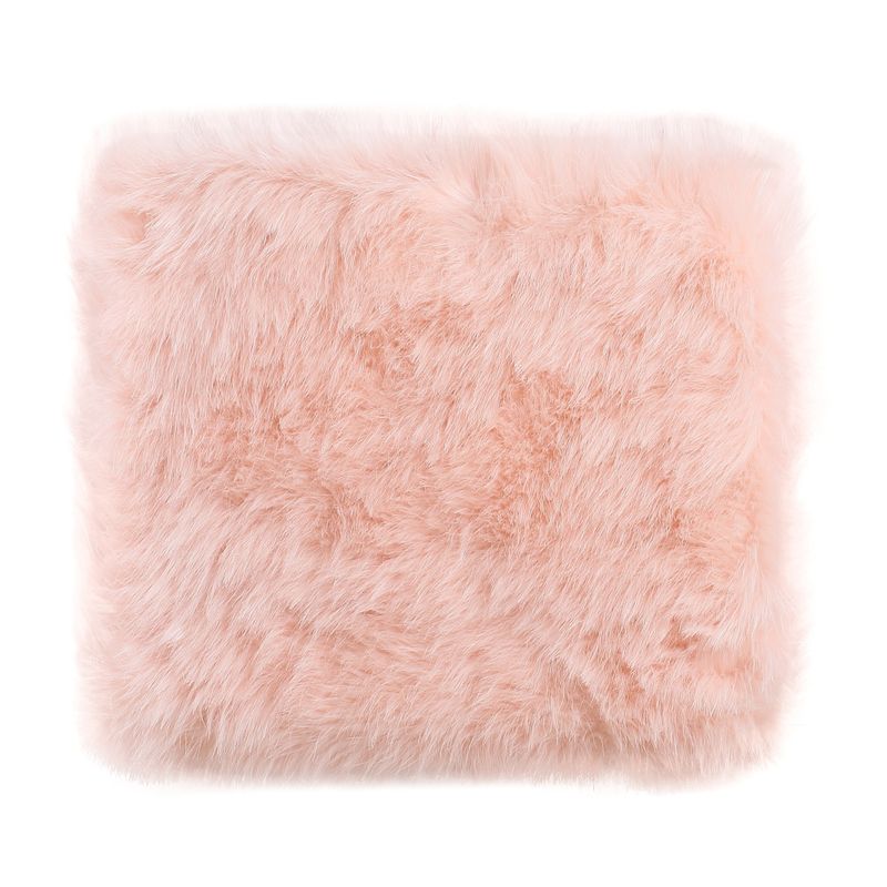 Silver Orchid Kelly Square White Faux Fur Poof - White