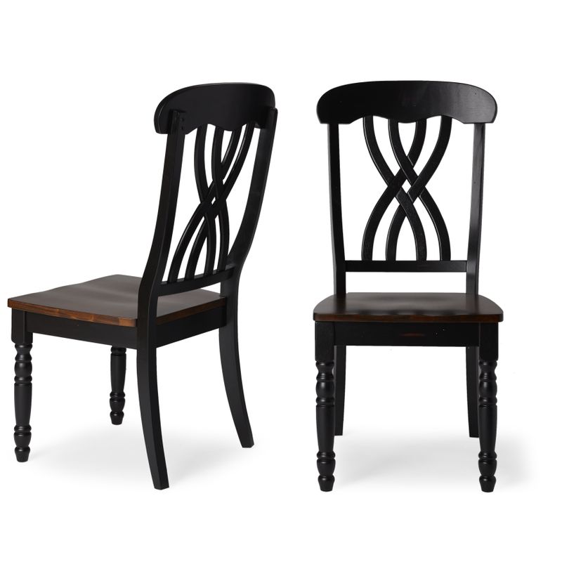 Mackenzie Country Style Two-tone Dining Chairs (Set of 2) by iNSPIRE Q Classic - Scroll Back - Antique Black Finish