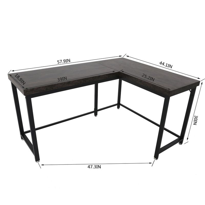 Mcombo Home Office Desks Modern Gaming Desk Corner Desk Industrial L-shaped Desk - Black