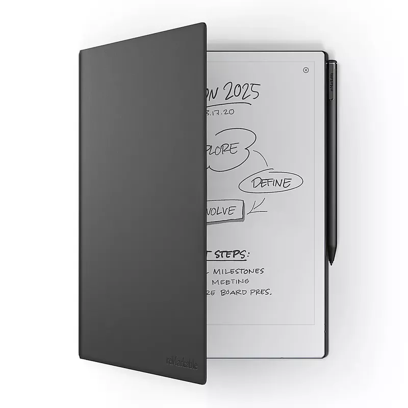 reMarkable 2 - 10.3” Paper Tablet with Marker Plus and Premium Leather Book Folio - Black