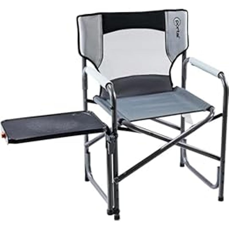 Portal Foldable Camp 2-Way Rotatable Side Table Outdoor Folding Chairs for Adults, 14.96" D x 18.5" W x 33.86" H, Grey-2 Pack