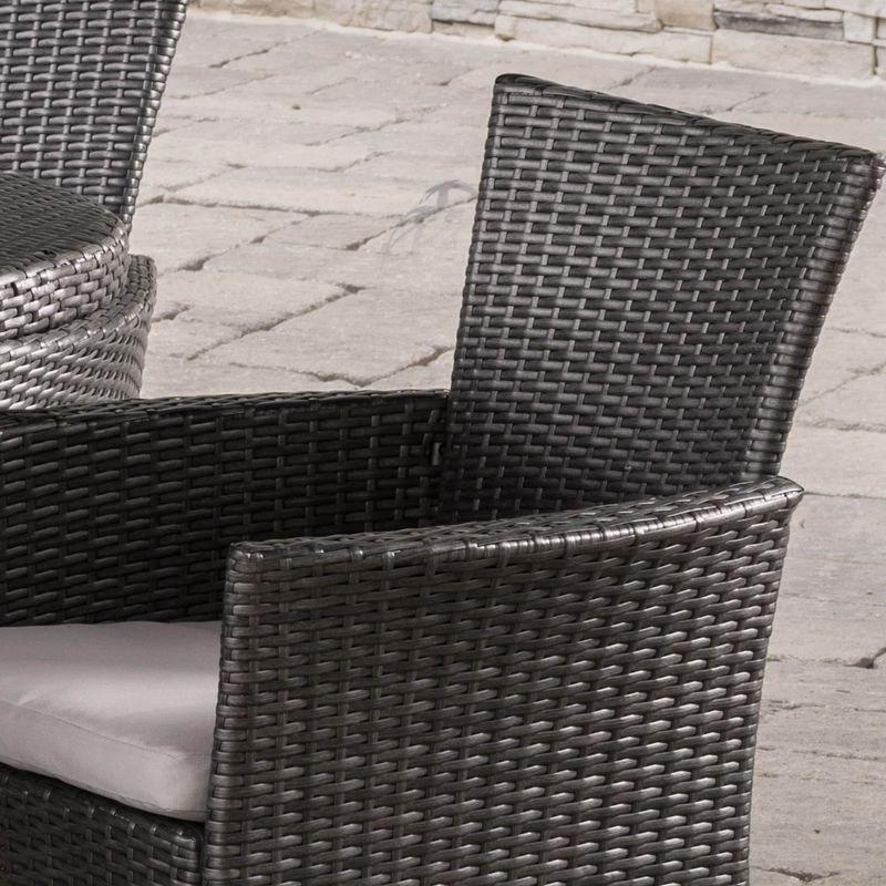 Vincent Outdoor 7-piece Oval Wicker Dining Set with Cushions by Christopher Knight Home - Grey + Silver