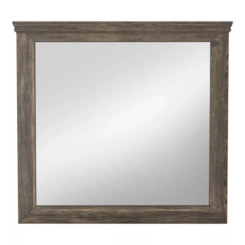Transitional Solid Wood Framed Mirror in Gray