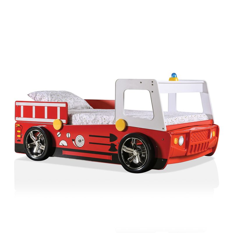 Furniture of America Rozo Modern Red Speedy Fire Engine Youth Bed - Red