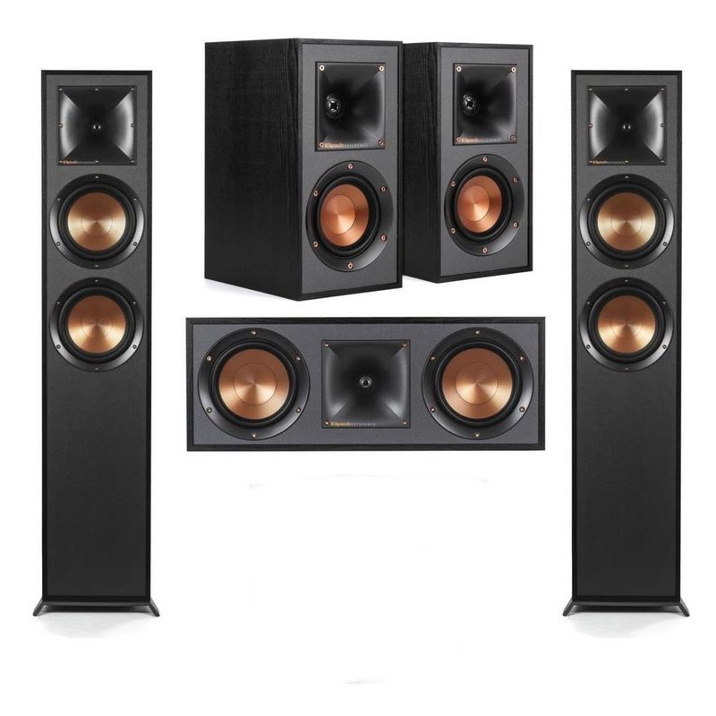 Klipsch Reference R-625FA 5.0 Home Theater Pack, Black Textured Wood Grain Vinyl