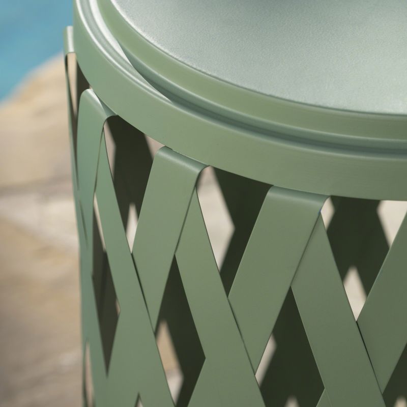 Selen Outdoor 12-inch and 14-inch Lattice Nested Side Table Set by Christopher Knight Home - Matte Teal