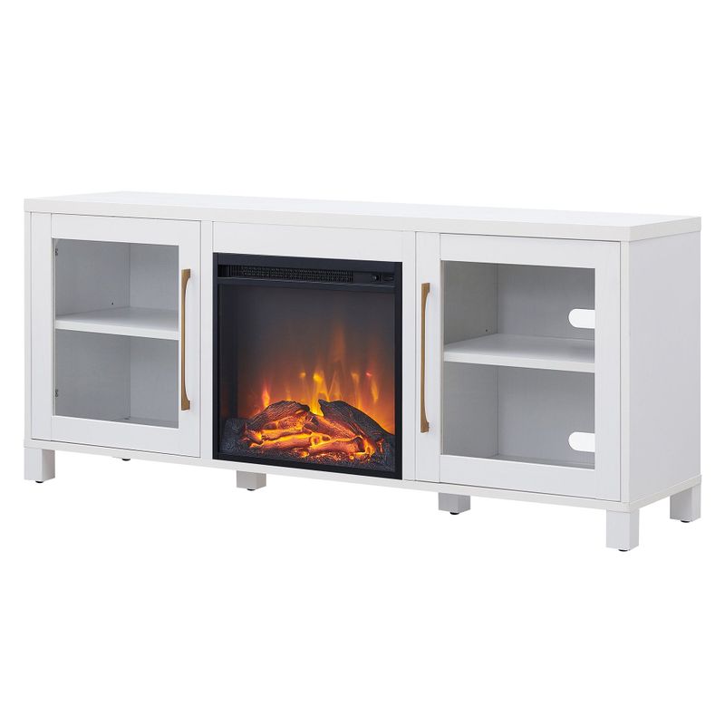 Quincy TV Stand with Log Fireplace Insert - White