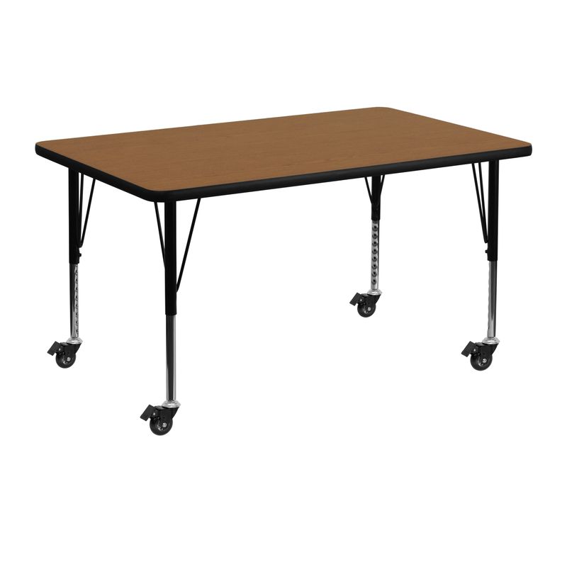 Mobile 30''W x 48''L Thermal Laminate Activity Table - Adjustable Short Legs - Gray