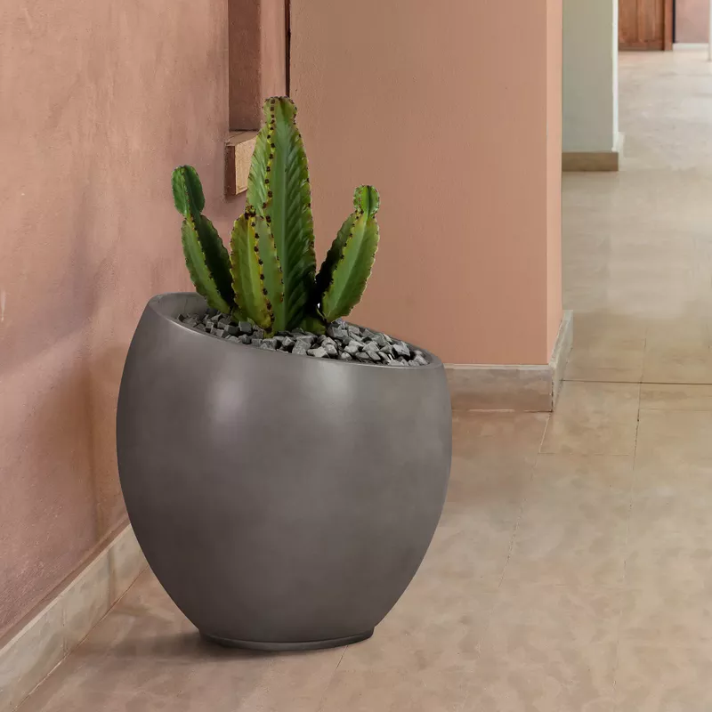 Moonstone Large Indoor or Outdoor Planter in Grey Concrete