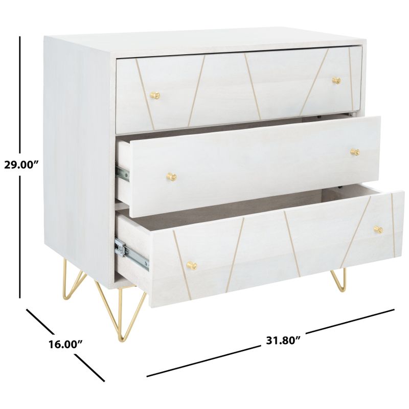 SAFAVIEH Marigold 3-Drawer Storage Bedroom Chest - Brass