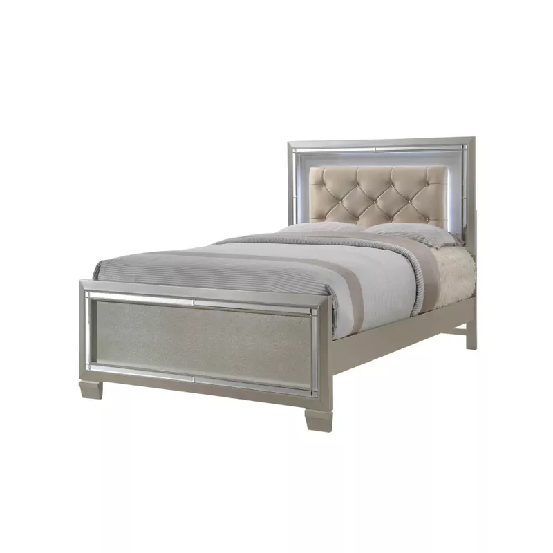 Silver Orchid Odette Glamour Youth Full Platform 5-piece Bedroom Set - Full - Champagne