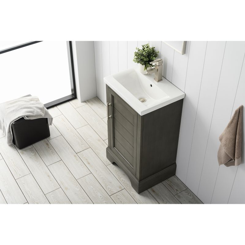 Vanity Art 20" Single Sink Bathroom Vanity with Ceramic Sink & Top - Grey