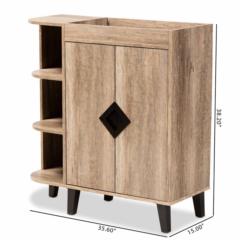 Wales Modern and Contemporary Rustic 2-Door Shoe Storage Cabinet - Modern & Contemporary - 4 shelves & Up - Cabinet - Oak Finish - Wood...