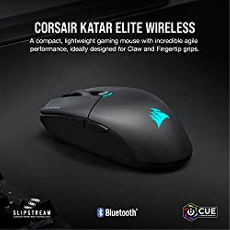 Corsair KATAR Elite Wireless Gaming Mouse - Ultra Lightweight, Marksman 26,000 DPI Optical Sensor, Sub-1ms Slipstream Wireless...