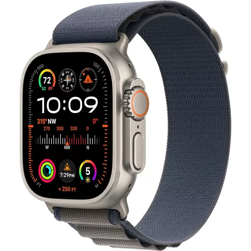 Apple Watch Ultra 2 GPS + Cellular 49mm Titanium Case with Blue Alpine Loop (Medium) - Titanium