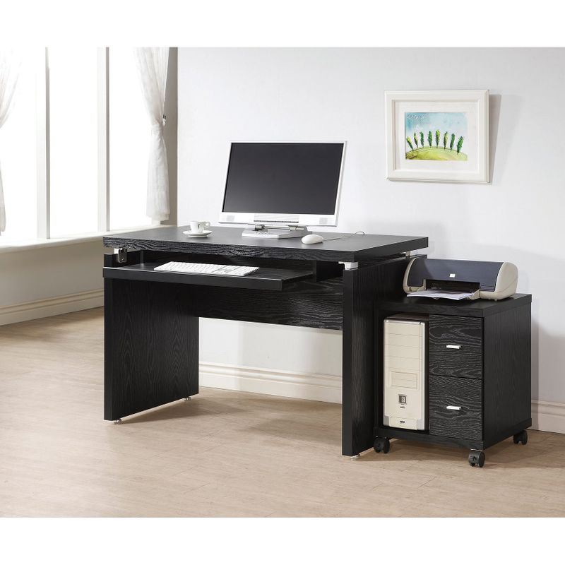 Computer Desk With Keyboard Tray in Black Oak - Black Oak
