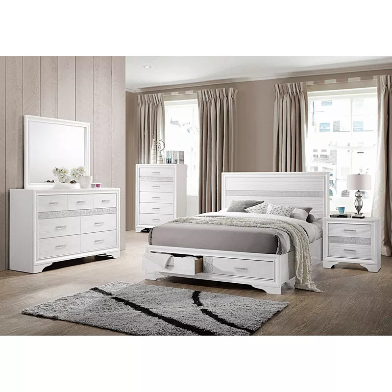 Miranda Eastern King 2-drawer Storage Bed White