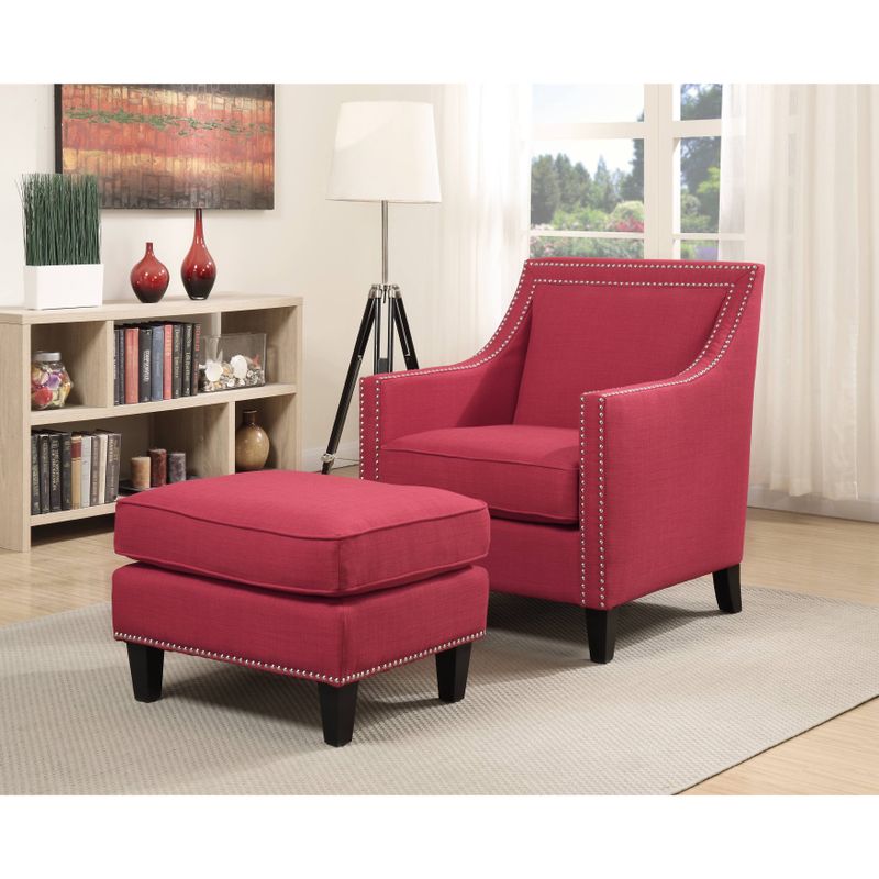 Picket House Emery Chair & Ottoman In Berry - Emery Chair & Ottoman