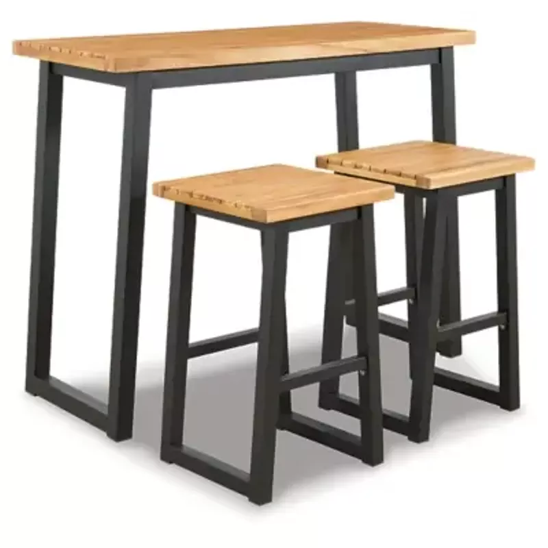 Brown/Black Town Wood Counter Table Set (3/CN)
