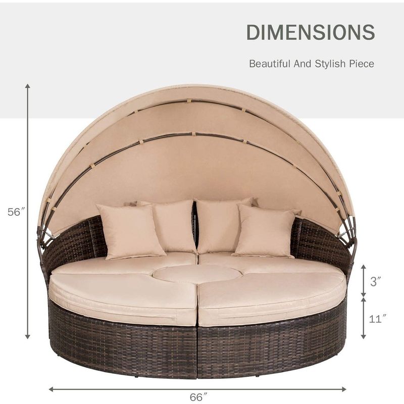 Nuon 5-piece Outdoor Wicker Patio Canopy Daybed Set by Havenside Home - Brown