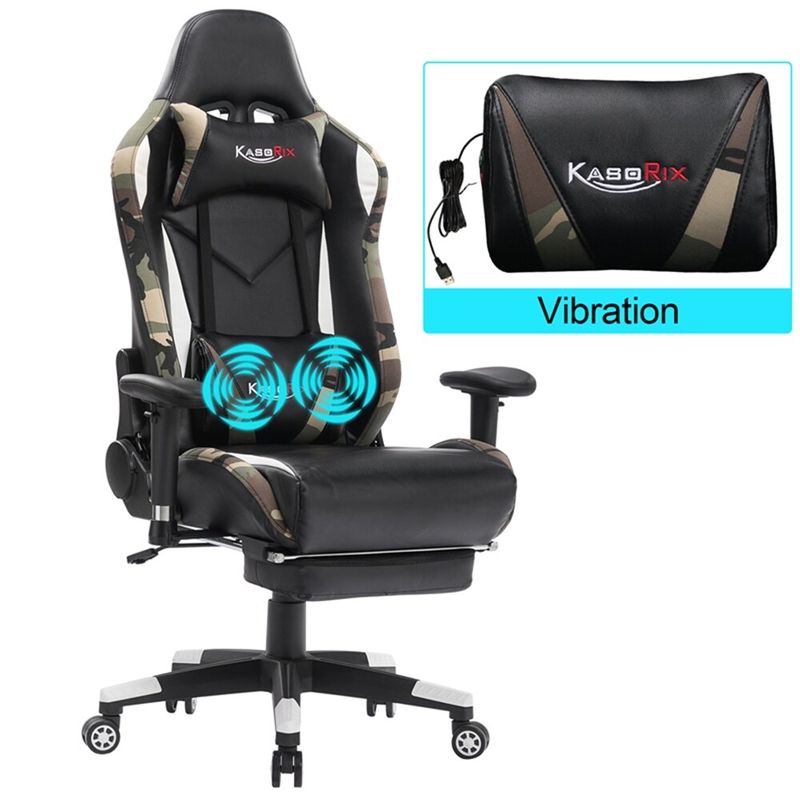 TiramisuBest Gaming Chair Reclining Racing Chair w/Lumbar Support - Black