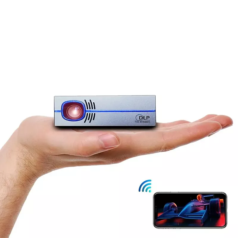 AAXA - P8 Smart Mini DLP Projector, Android 10.0, WiFi, Bluetooth, Wireless Mirroring, Streaming Apps, HDMI USB-C Inputs - Gray