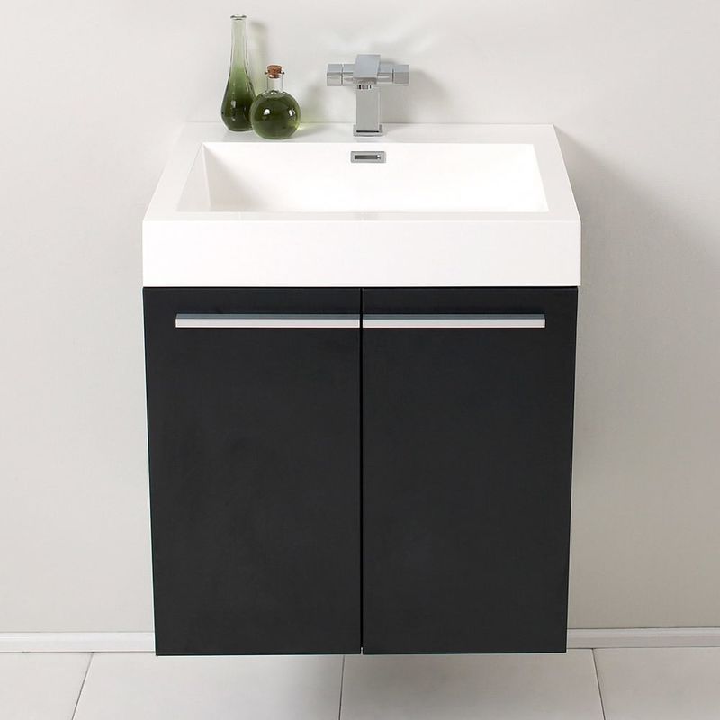 Fresca Alto Black Modern Bathroom Cabinet w/ Integrated Sink - Alto Modern Bathroom Cabinet w/ Integrated Sink