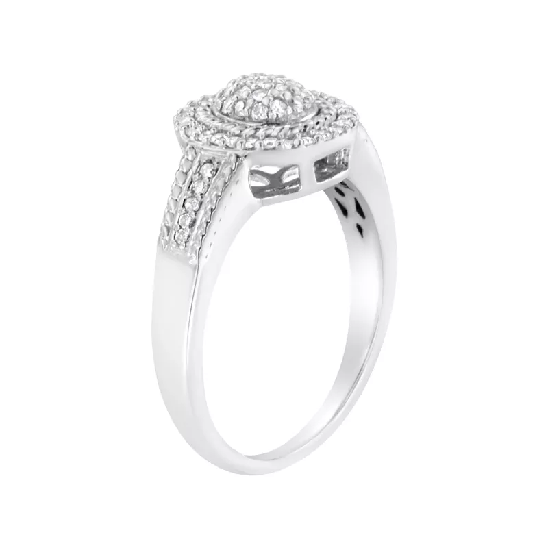 .925 Sterling Silver 1/3 Cttw Pave Set Round-Cut Diamond Braided Halo Cocktail Ring (I-J Color, I2-I3 Clarity) - Choice of size
