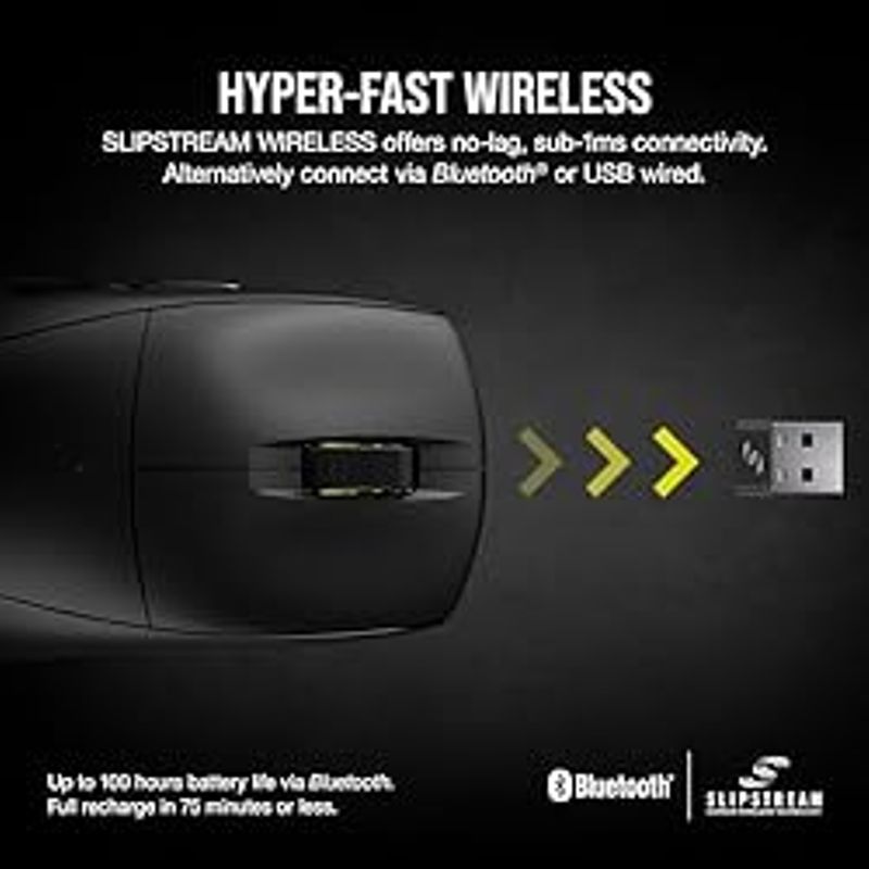 Corsair M75 AIR Wireless Ultra Lightweight Gaming Mouse  2.4GHz & Bluetooth  26,000 DPI  Up to 100hrs Battery  iCUE Compatible  Black