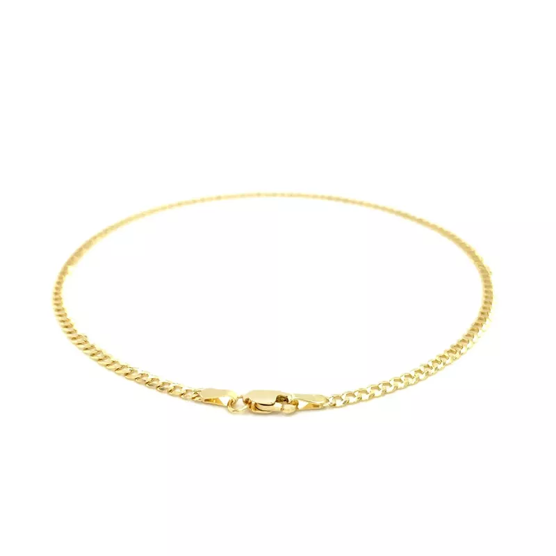 2.5mm 14k Yellow Gold Curb Link Anklet (10 Inch)