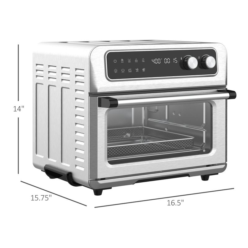 HOMCOM Air Fryer Toaster Oven, 21QT 8-In-1 Convection Oven Countertop,Thaw and Air Fry, Stainless Steel Finish - Silver