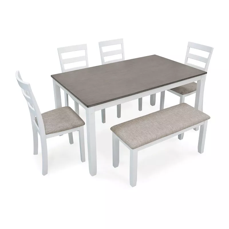 Stonehollow Dining Table and Chairs with Bench (Set of 6)