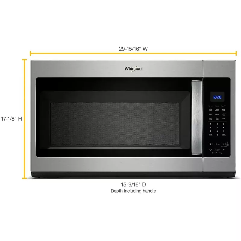 Whirlpool - 1.9 Cu. Ft. Over-the-Range Microwave with Sensor Cooking - Stainless Steel