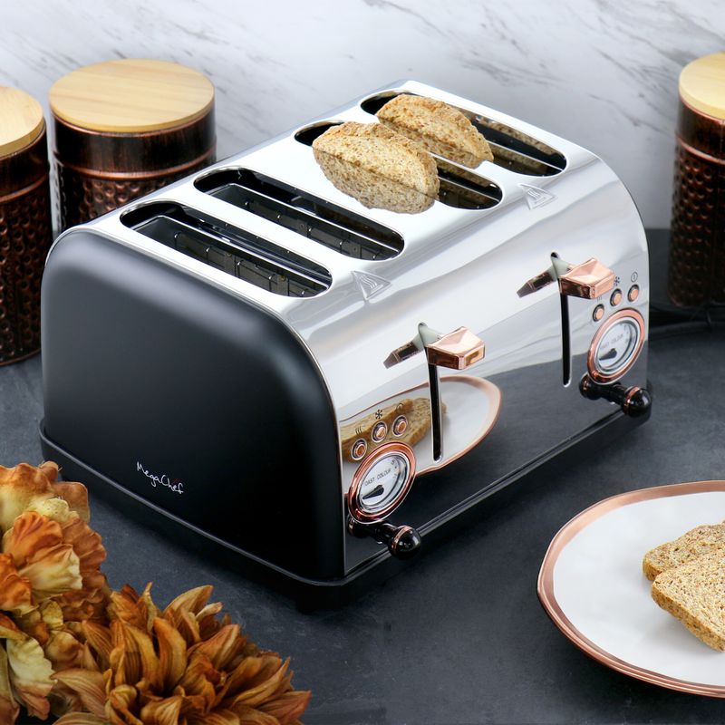 MegaChef 4 Slice Wide Slot Toaster with Variable Browning - 4 Slice - Stainless Steel - 4 Slice