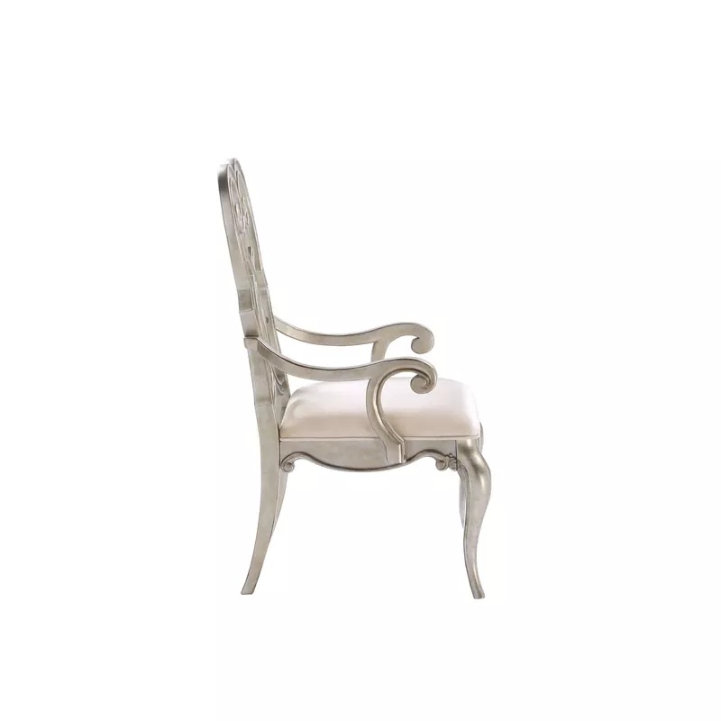 ACME Esteban Arm Chair (Set-2), Ivory Velvet & Antique Champagne Finish